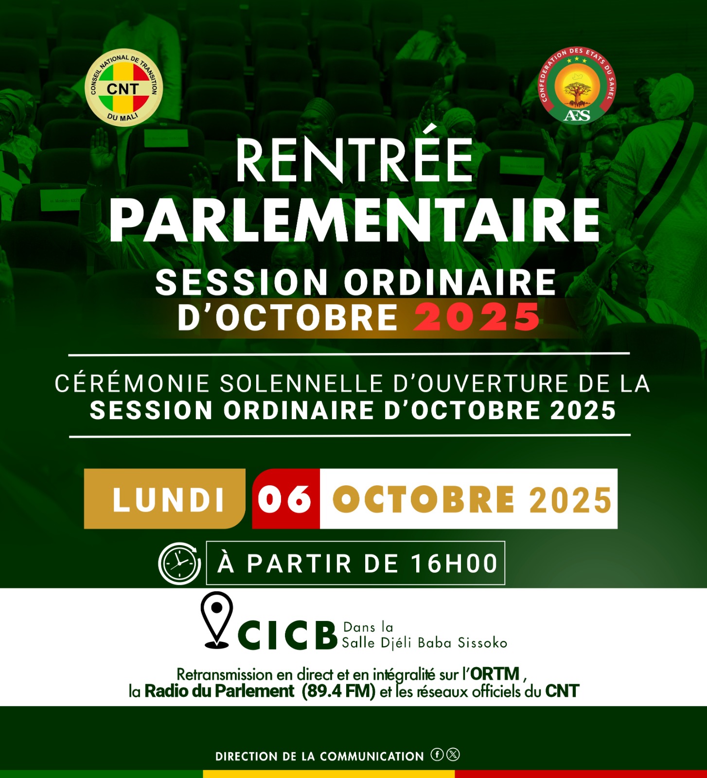 Rentrée Parlementaire session ordinaire d'octobre